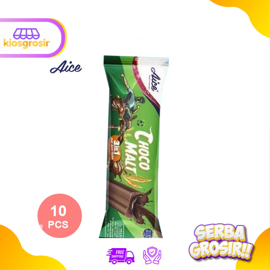 KIOSGROSIR AICE Ice Cream Chocomalt 3 in 1 Stick 49 ml x 10 pcs Es Krim Coklat Stik