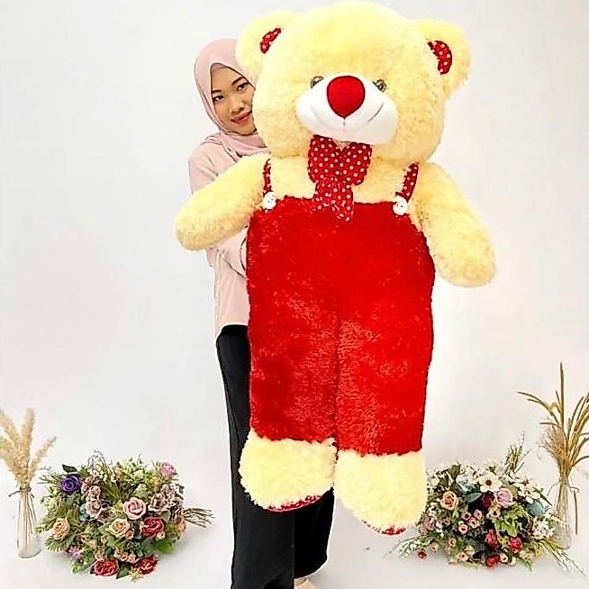 Premium Boneka Beruang Panda Jumbo Besar 1.2 Meter Dan Boba Jumbo Led Lampu Label Sni