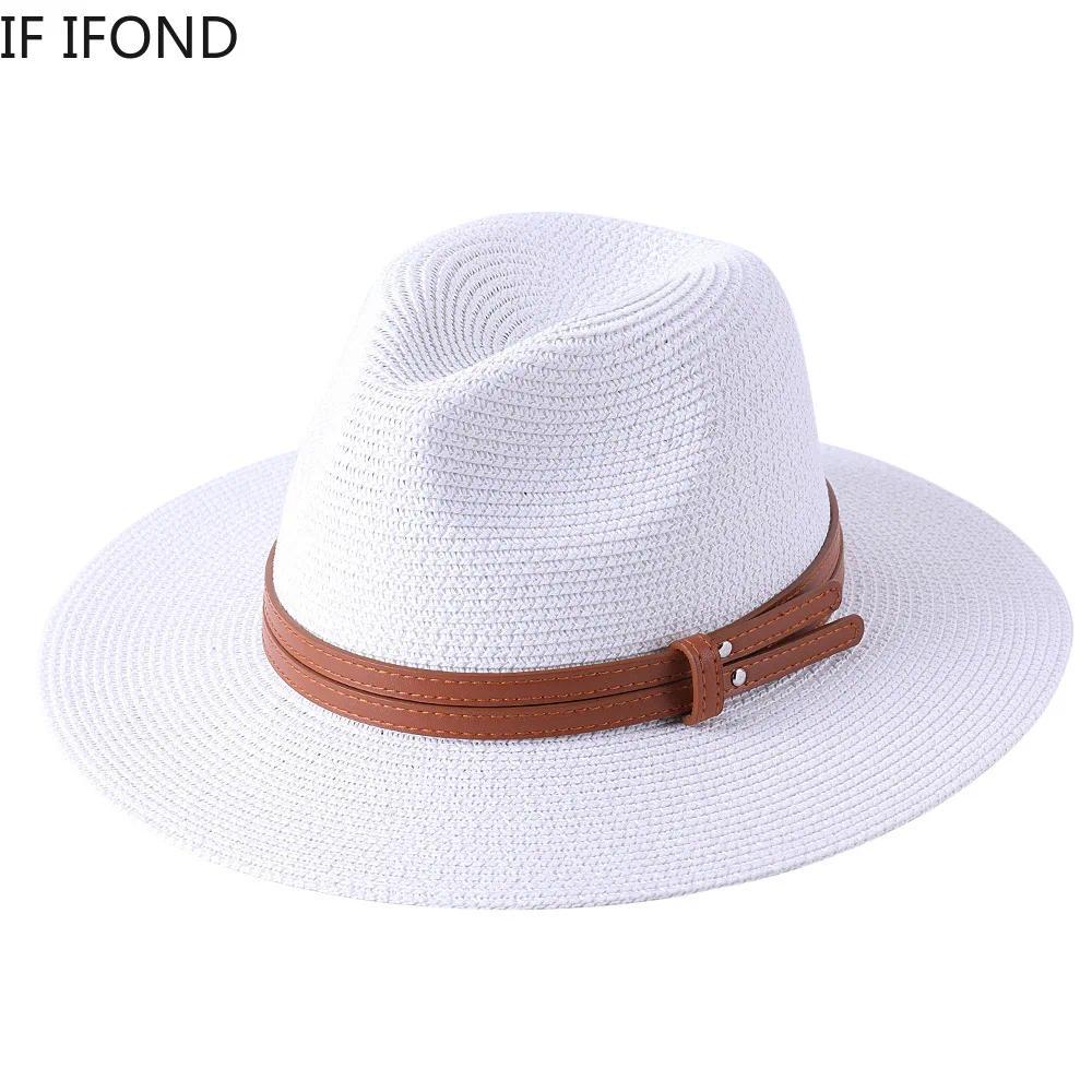 56-58-59-60CM Topi Jerami Panama Alami Baru Berbentuk Lembut untuk Musim Panas Wanita/Pria, Topi Pan