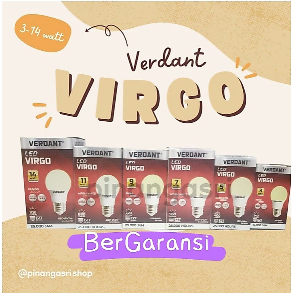 Lampu LED Verdant Virgo 3W–14W Putih & Kuning | Terang Hemat Energi Bergaransi