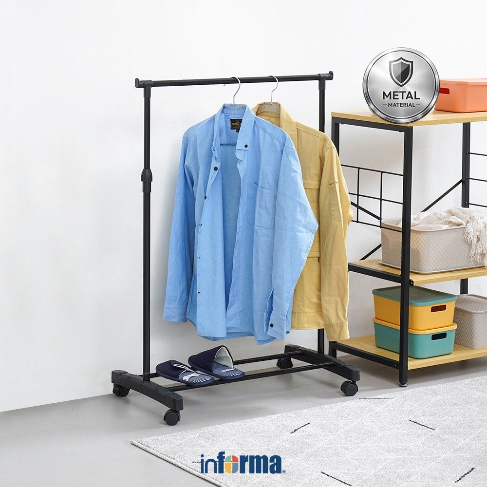 Informa Jash Gantungan Baju Single - Hitam Stand Hanger Gantungan Berdiri Clothes Organizer Standing
