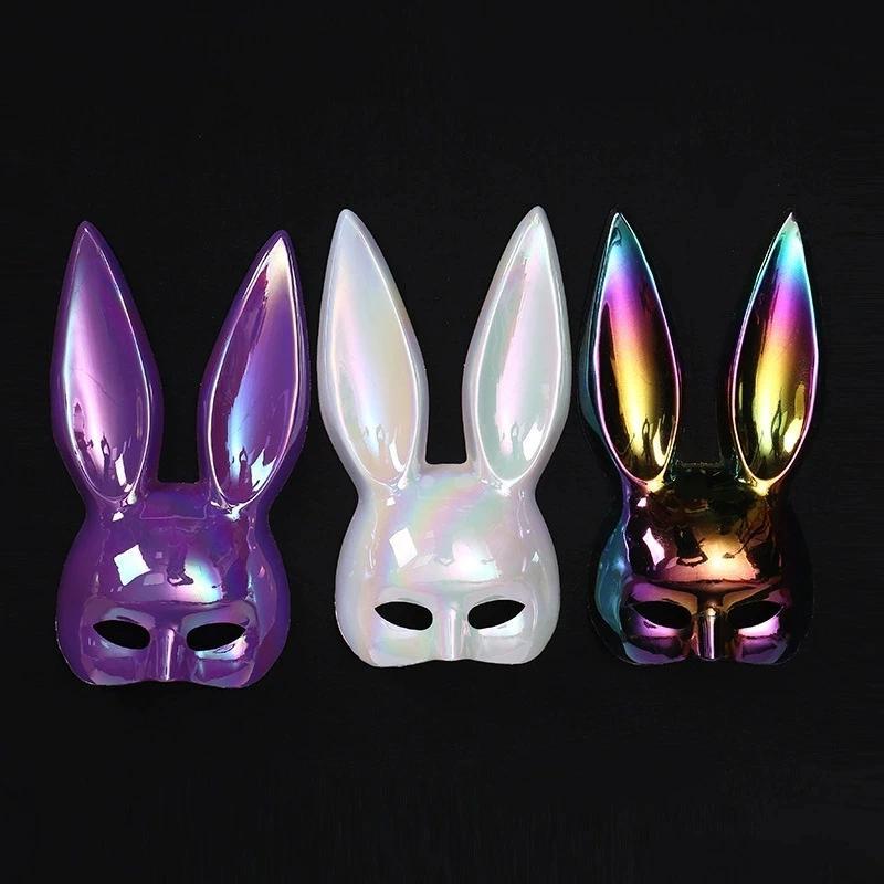 Black White Rabbit Mask Halloween Party Decoration Party Long Ears Rabbit Bunny Mask Costume Cosplay