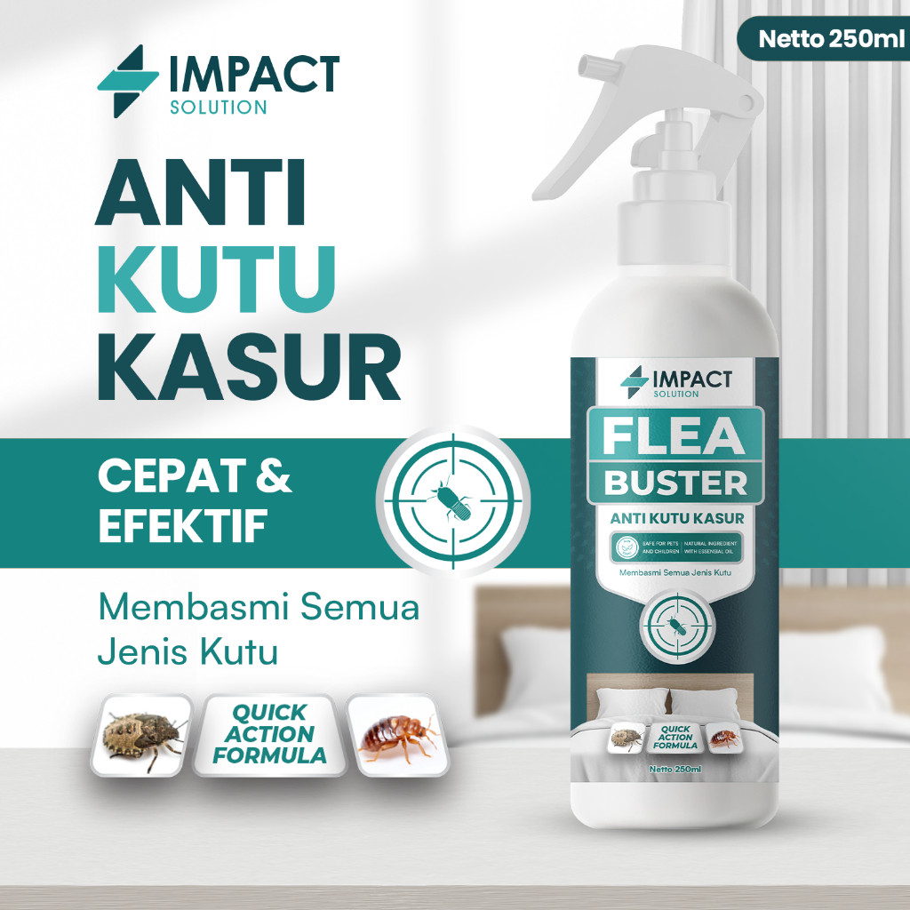 IMPACT Pembasmi Kutu Kasur Flea Buster 250ml | Spray Anti Tungau & Bakteri Penghilang Kutu Kasur Ala