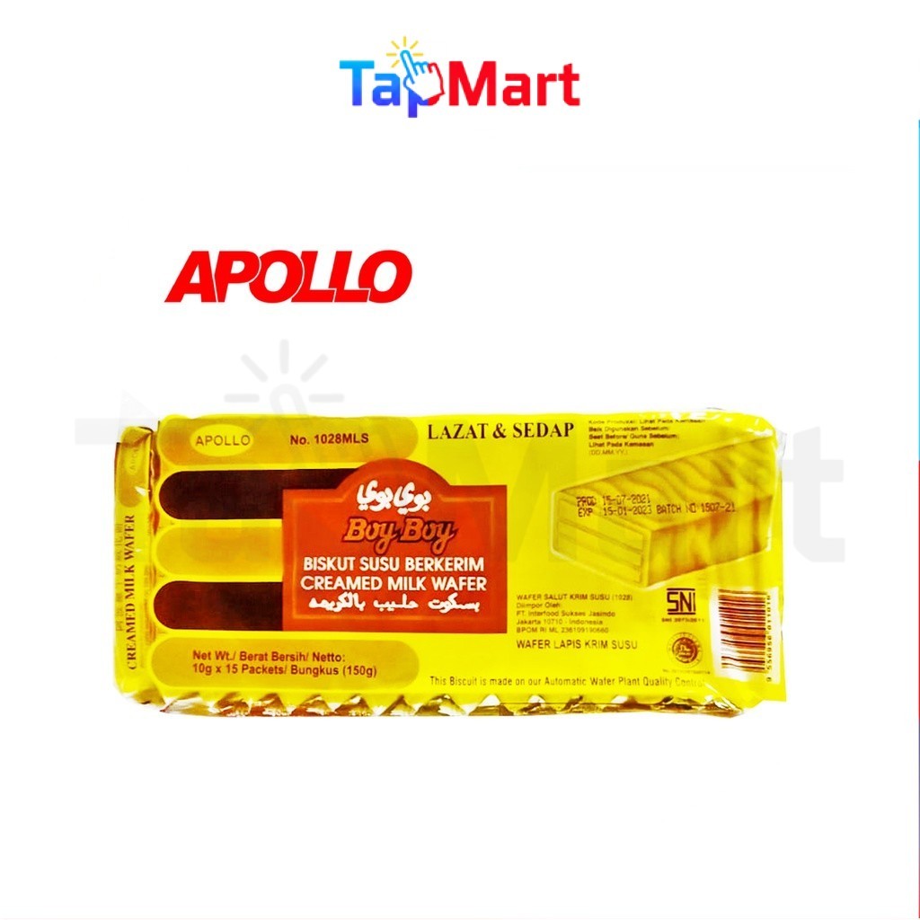 TapMart - Apollo Boy Boy Wafer Biskuit Lapis Krim Susu 150 gr Milk Biscuit