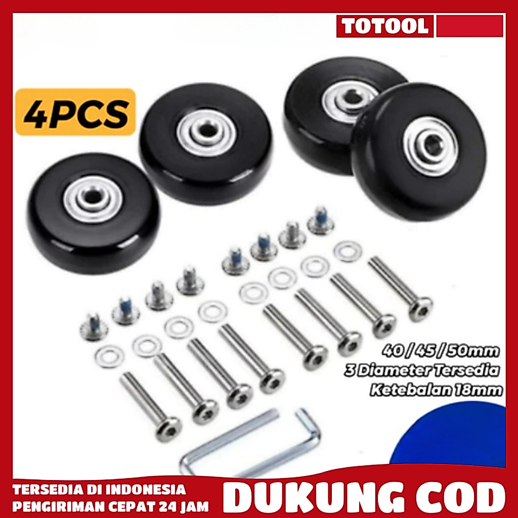 40 /45 /50mm Roda Koper 4 PCS Pengganti Roda Karet untuk Koper Roda Koper Karet Pengganti- Roda Kare