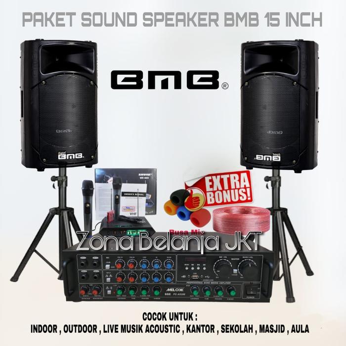 PAKET SOUND SYSTEM KARAOKE 2 SPEAKER 15 INCH BMB PASIF