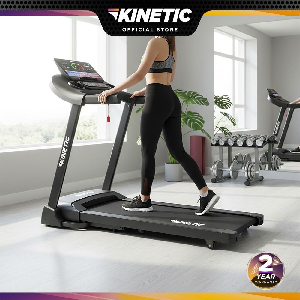 Kinetic Smart Motorized Treadmill 1.25 HP 12P V2 - Hitam Running Machine Elektrik Kardio Rumah