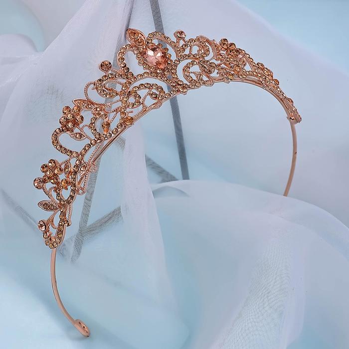 Mahkota Luna Aksesoris Rambut Pesta Pengantin Hijab Bride Wedding Pesta Ulangtahun Sister - RoseGold