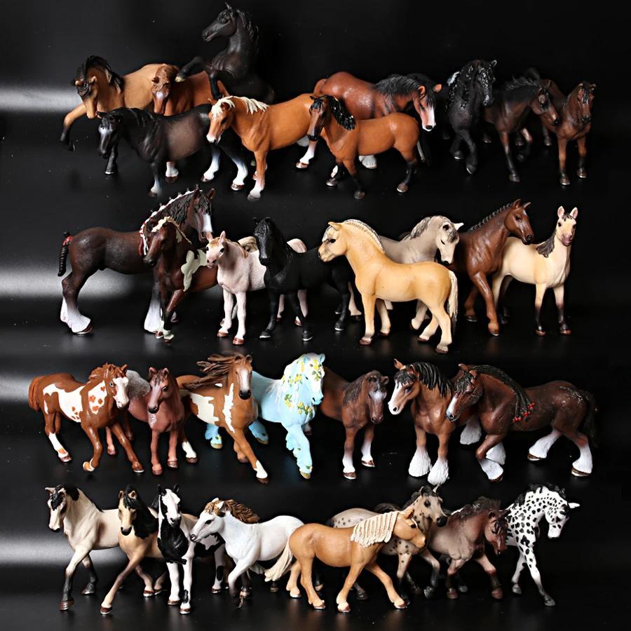 Figur Kuda Plastik Realistis, Kuda Liar, Kuda Arab, Kuda Hanoverian, Kuda Pinto, Betina dan Jantan, 