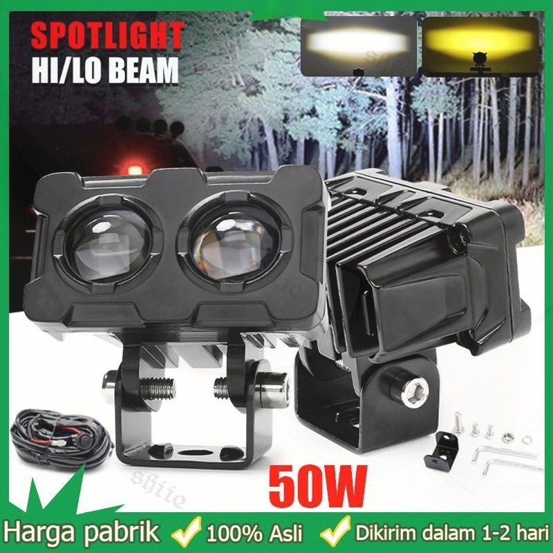 Lampu Tembak LED 2 Mata Putih Kuning Laser Terang