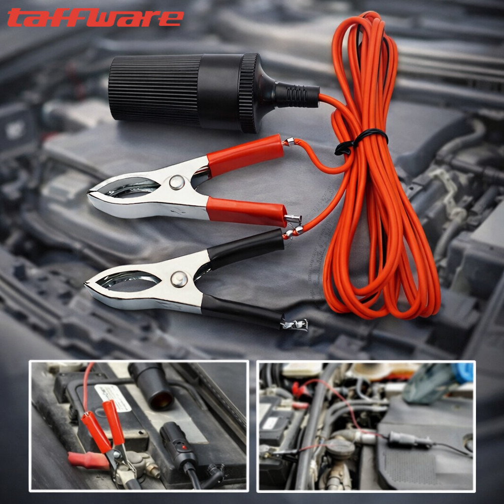 Alat Jepit Aki ke Lighter Mobil 12V 1.5M Premium Kabel Socket Pemantik Rokok Eksternal Aki Motor
