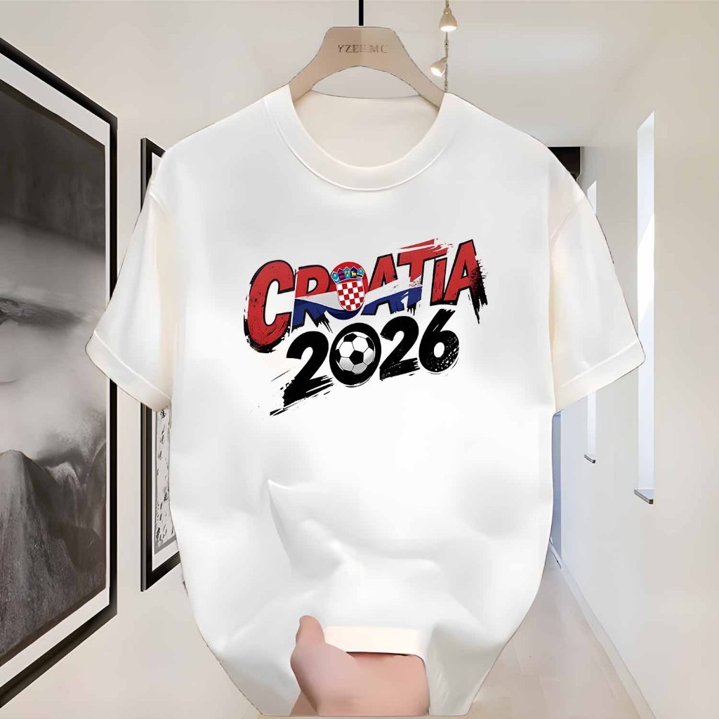 Kaos wanita pria Kaos Fanmade Sepak Bola Kroasia 2026 Piala Dunia T-shirt Desain Bendera Kroasia Asl
