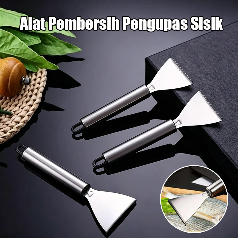 Alat Pembersih Pengupas Sisik Ikan Stainless Steel Anti Karat / Fish Scale Skin Remover Scraper / Pe