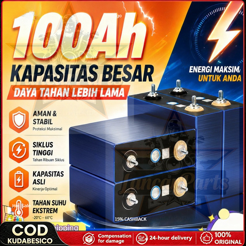 2026 Lifepo4 12v 100ah Grade A+ BMS Tahan Lama [Garansi 240 bulan]CATL/BYD baterai lifepo4 72v/12V/2