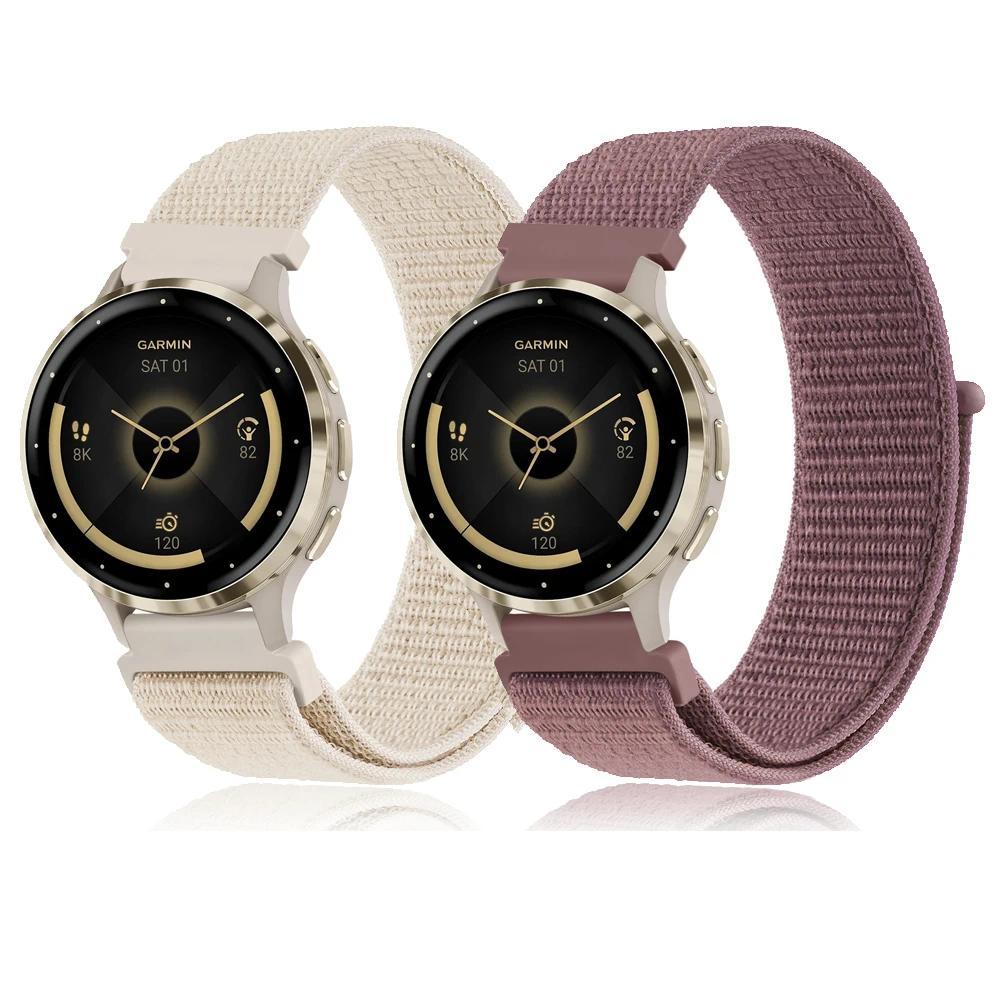 Tali Nilon 18mm untuk Garmin Vivoactive 4S/3S/2S Venu2S/3S, Tali untuk Fossil Wanita Gen 4/6 5E 42mm