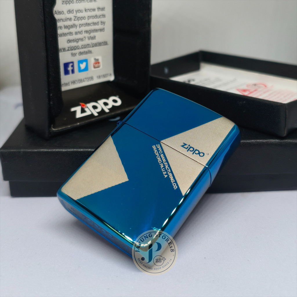 korek api zippo titanium blue ice catwo denting nyaring