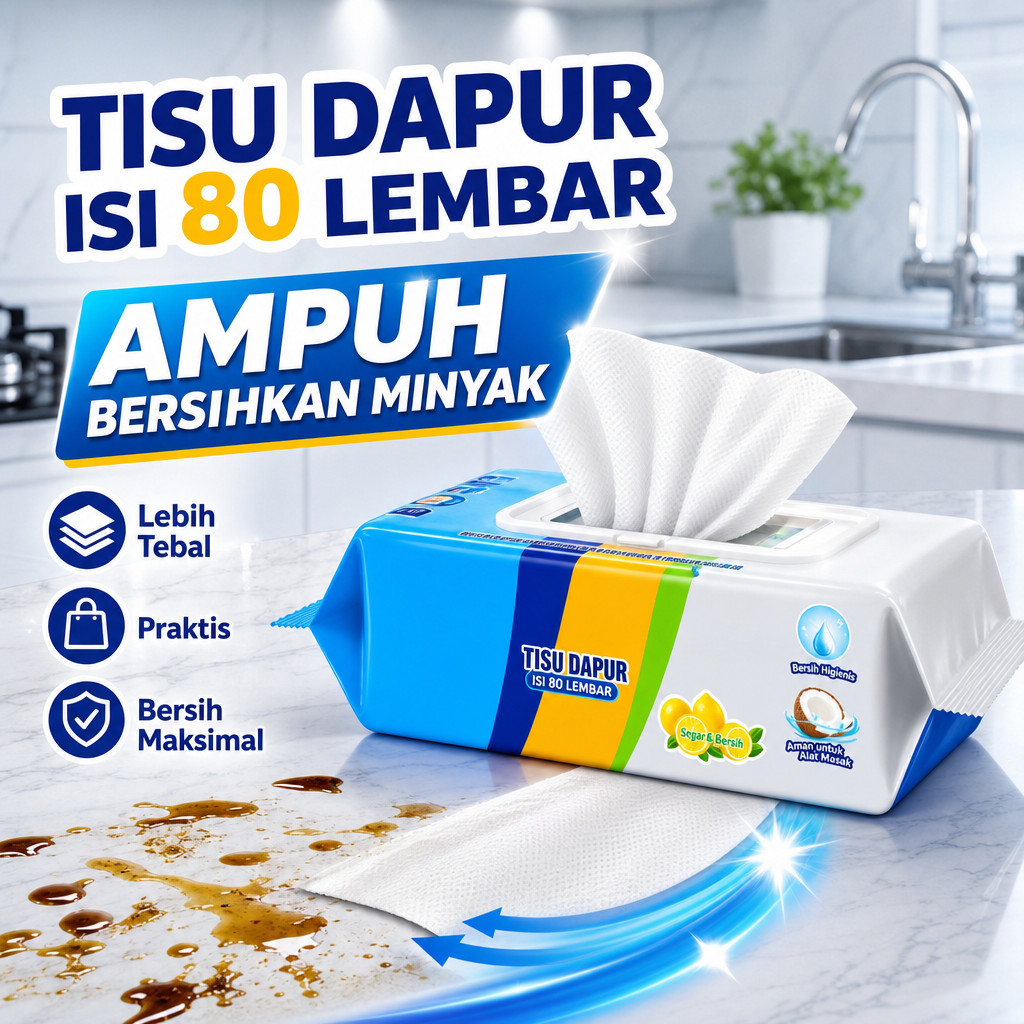[FS GROSIR] Tisu Basah Kitchen Tissue Basah Dapur 1PACK Isi 80Pcs Anti Minyak Pembersih Minyak Kotor