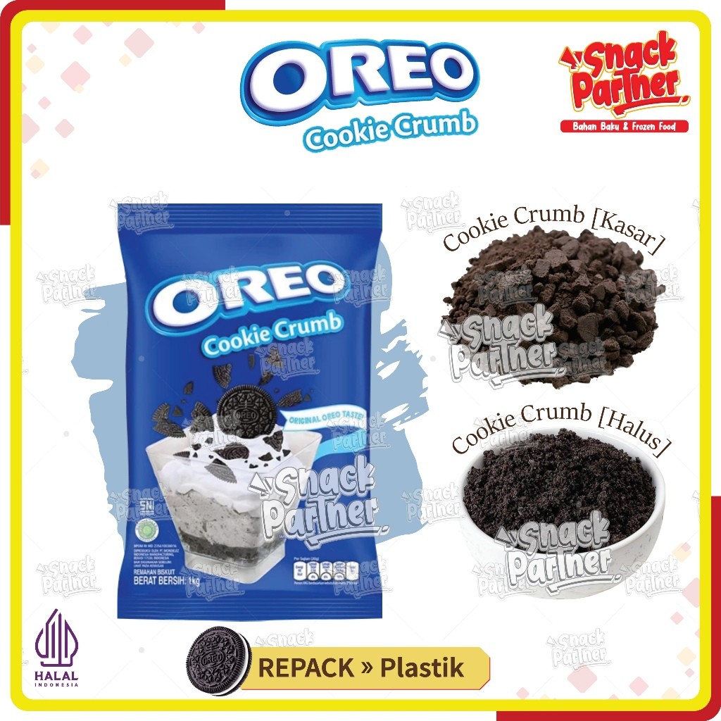 OREO COOKIE CRUMB Repack 100 250 500 GR - Remahan Cookies Crumbs - Topping Biskuit Biscuit Kasar Hal