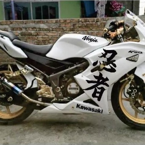 Stiker striping ninja rr new huruf kanji hitam//variasi ninja rr new