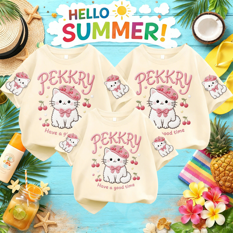COD RINA STUDIOKaos T-shirt PEKKRY kucing topi pink Have a good time santai