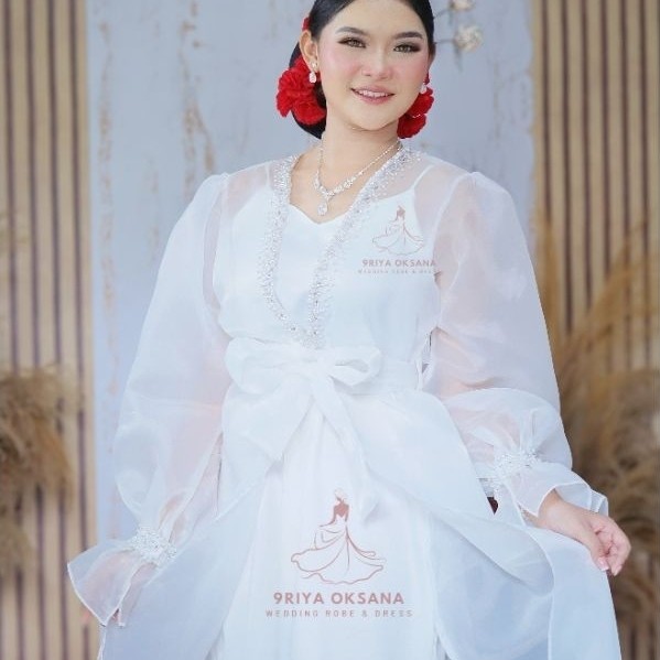 KIRANA - Outer ORGANZA Bride Robe Custom Kimono Pengantin Payet Mutiara Wedding