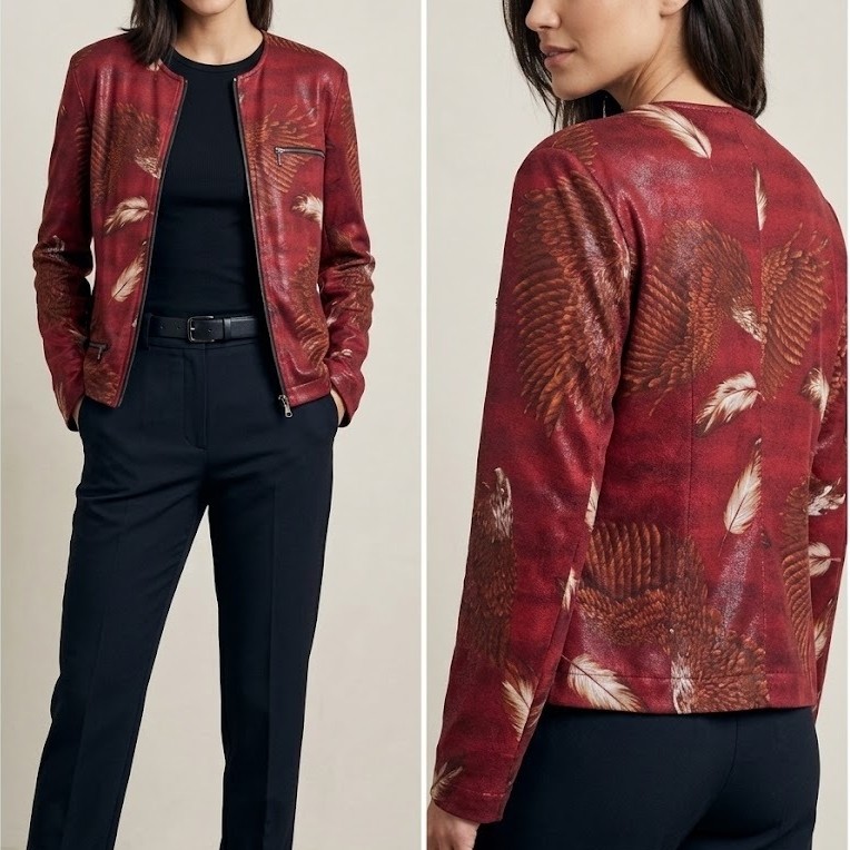 Jaket bomber wanita motif elang mewah