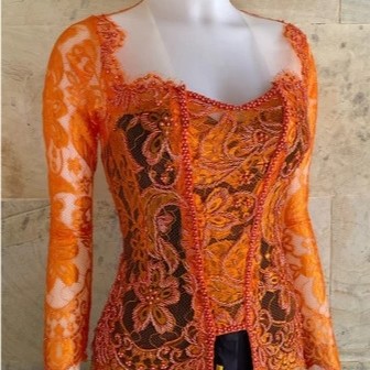 Preloved Kebaya Brokat Metalik Payet Size XL + Torso Terracotta Kebaya Brokat