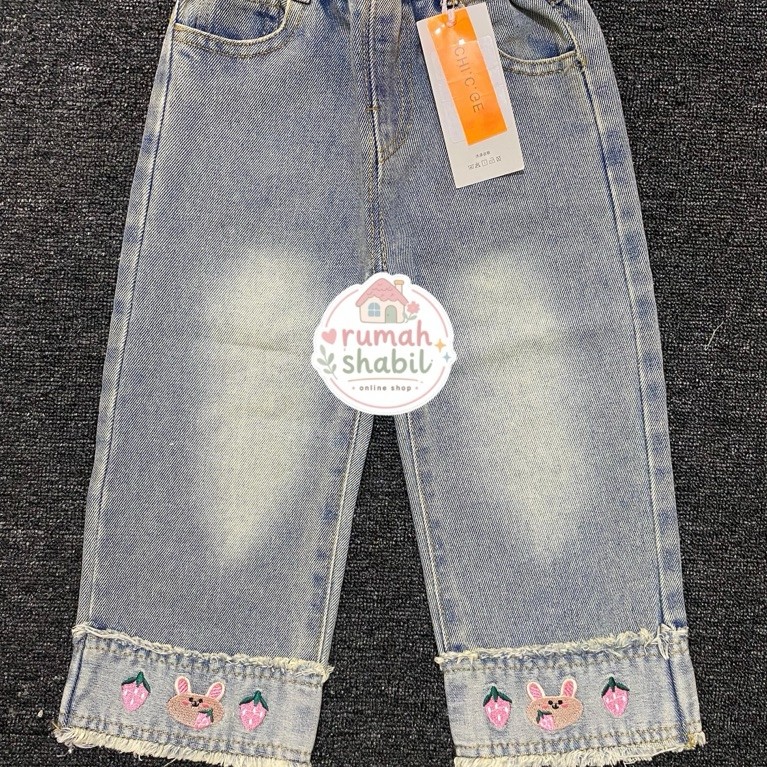 (RUMAH SHABIL) Celana Kulot Jeans Strawberry Bordir