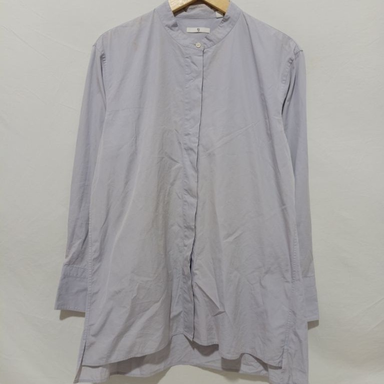 Uniqlo x +J Jill Sander Shanghai Collar Hidden Button Broken White Longsleeve Shirt Original