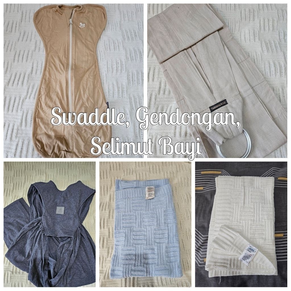 Preloved Selimut, Swaddle Bedong Instan, Gendongan Maison Elmesa, Tweeling Co, Little Plamerhaus, Ju