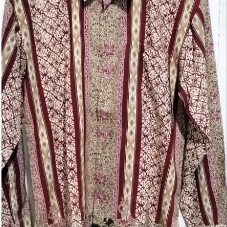 Atasan Baju Kemeja Pria OW Batik Lengan Panjang Cakep