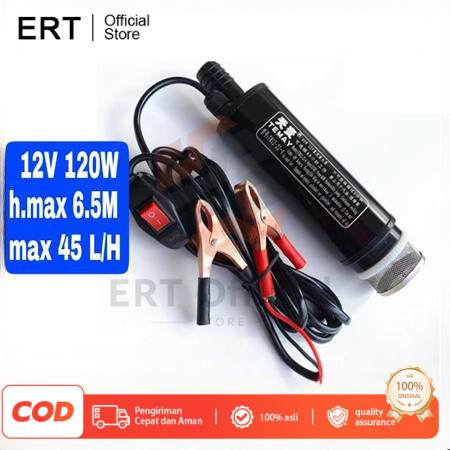 Pompa Air Celup 51mm Hitam DC 12V 80W 30L/M Irigasi Draine Pump