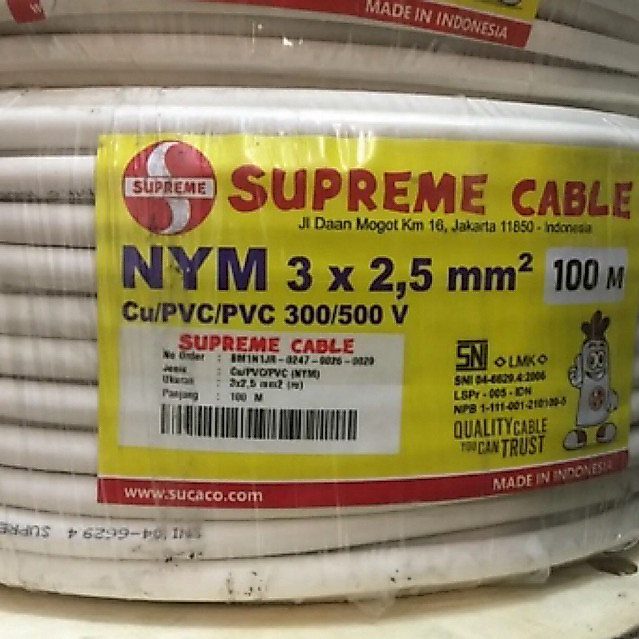 Kabel Supreme NYM 3X2,5mm 100 Meter Kabel Listrik 1ROL