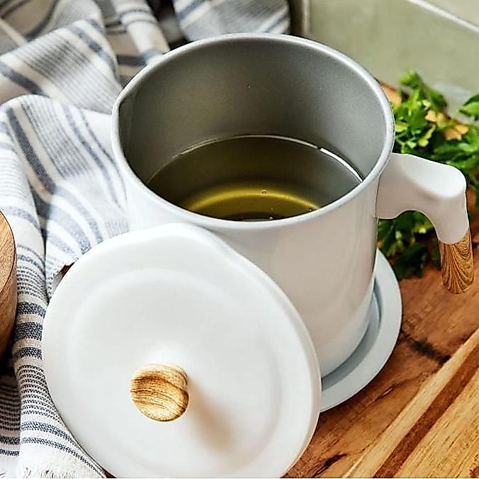 curahcuhan Oil Pot Putih / Oil Pot Wadah Penyaring Minyak / Tempat Minyak Bekas Diskon