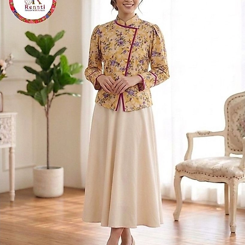 Kebaya Bunga, Atasan Batik Perca Wanita Elegan - Model Batik Modern Kondangan