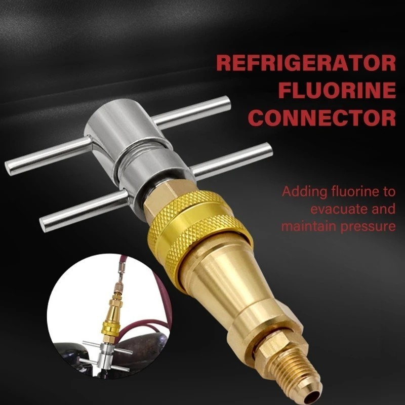 Alat Flushing Efisien Tanpa Las Konektor Cepat Pipa AC Kulkas HVAC 1 4 Inch Bahan Kuningan Awet