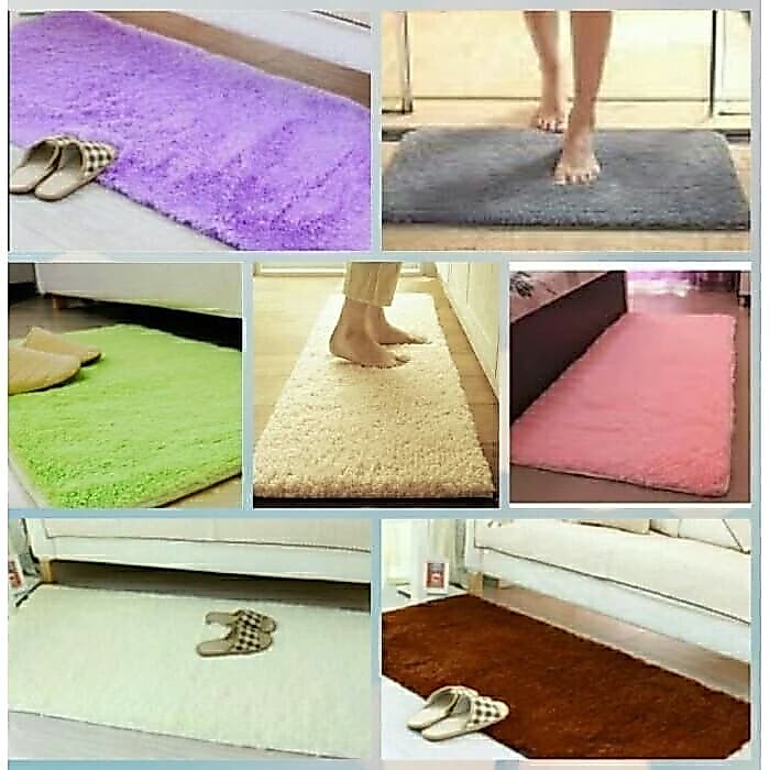 keset bulu halus karpet cendol microfiber rumah dapur kamar rasfur tikar dekorasi interior keluarga