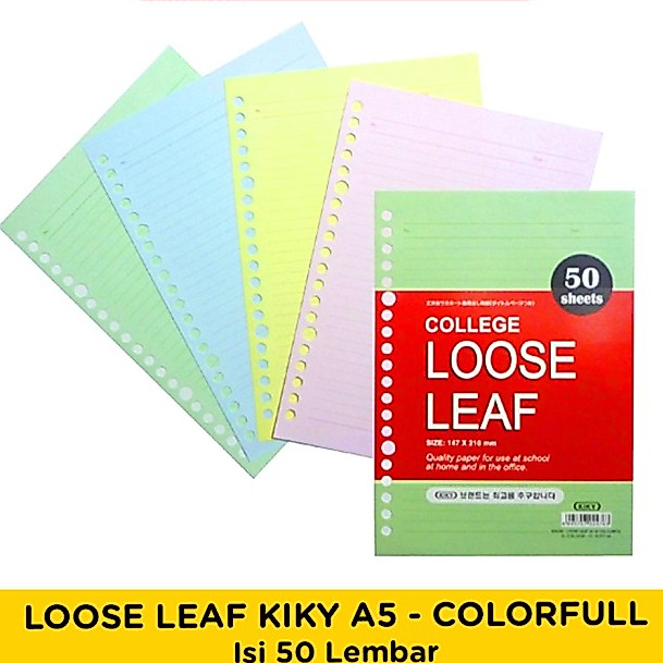 LOOSE LEAF / REFILL BINDER A5 50 COLOURFUL KIKY (PACK)