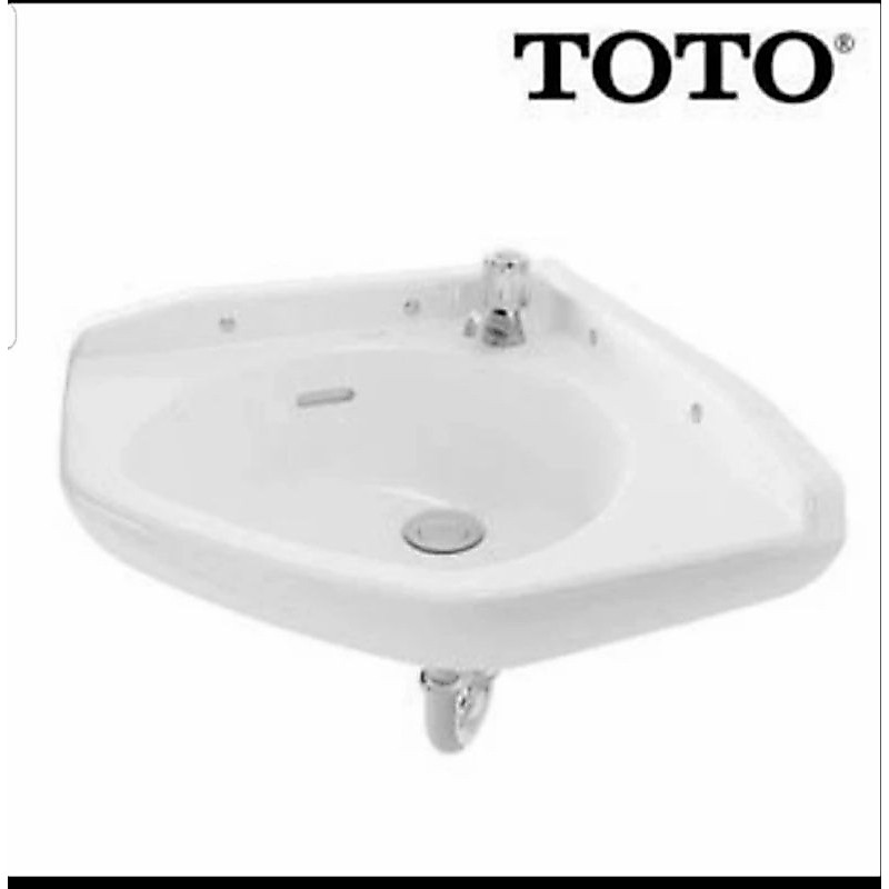Wastafel sudut gantung Toto Lw7Cj lengkap kran/wastafel cuci tangan Lw 7 Cj
