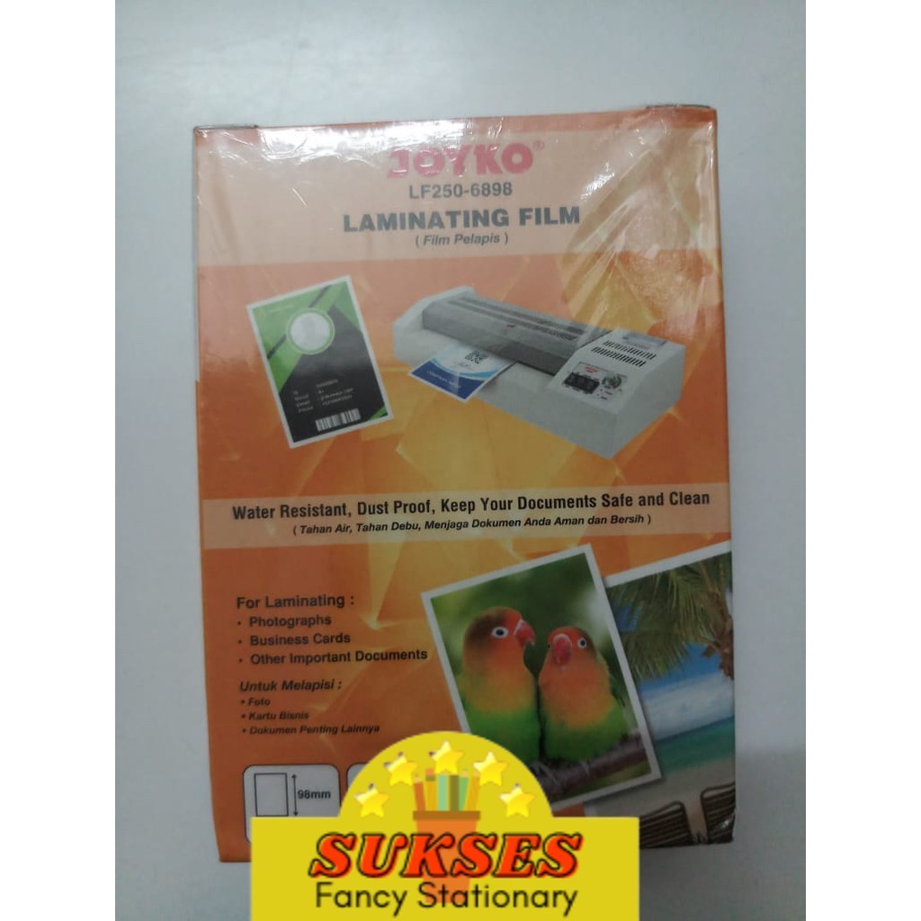 Laminating Film Plastik Laminating Joyko Lf250-6898 Ktp 50 Sheets