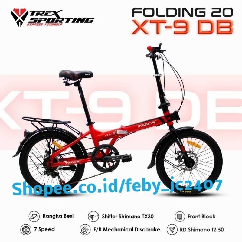 Trex Xt 9 db Sepeda Lipat 20 Inch Trex Xt 9 db Disc Brake 7 Speed