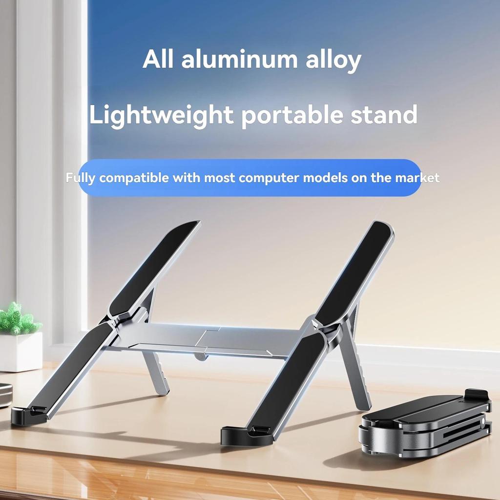 Metal Mini Foldable Laptop Stand Adjustable Angle Portable Notebook Holder for 10-17 Inch Laptops Id