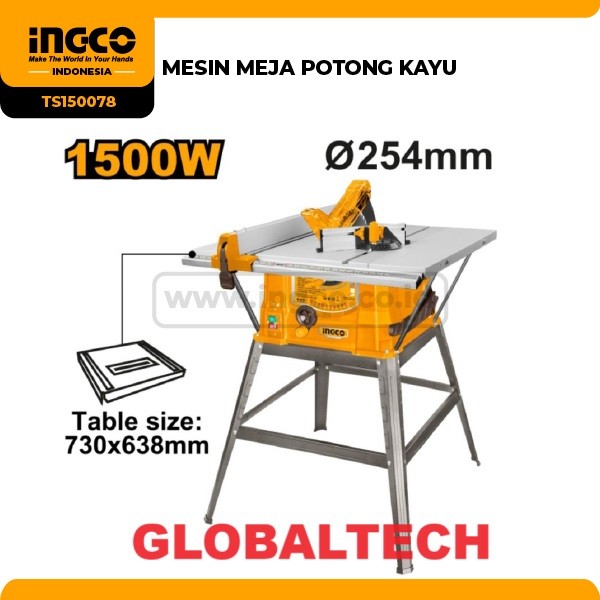 KETUPAT DISKON - INGCO TS150078 TABLE SAW TABLESAW MESIN MEJA POTONG KAYU 10" INGCO TS 150078