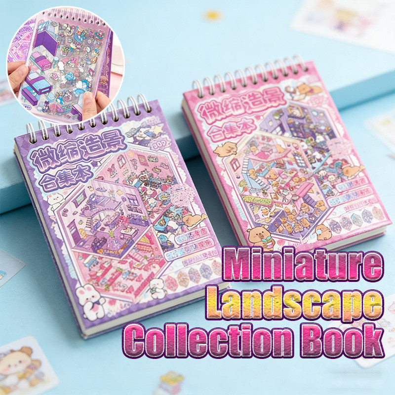 3D Material Book 3d scene sticker book DIY sticker book 10-in-1 Miniature Scene Material Book