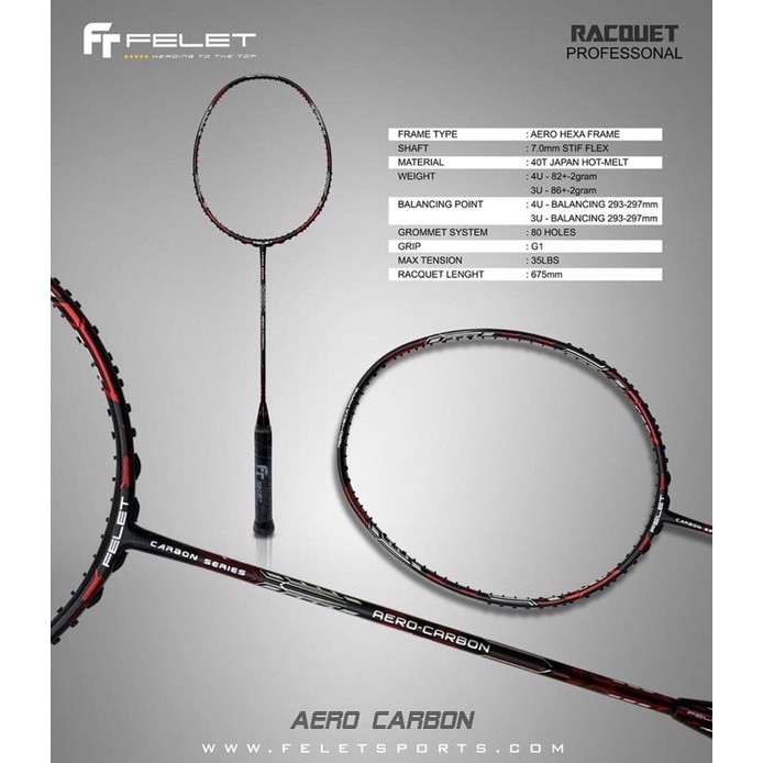 Raket Badminton Fleet Felet Carbon Series Aero Carbon Original