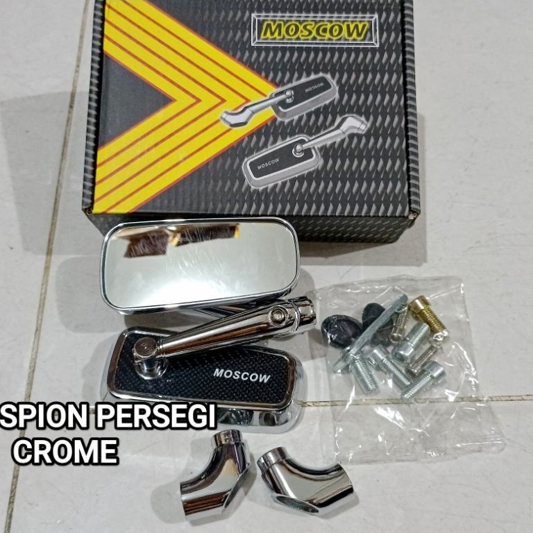 KACA SPION KOTAK PERSEGI MOTIF CARBON/CHROME MOSCOW
