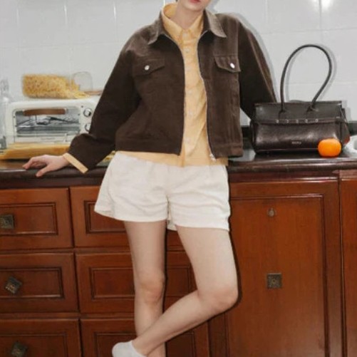 Elma Double Layer Jacket Brown Yellow - The Auctus