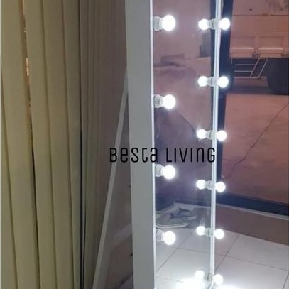 Full Body Standing Vanity Mirror | Cermin Lampu LED | Kaca Rias Makeup LJ