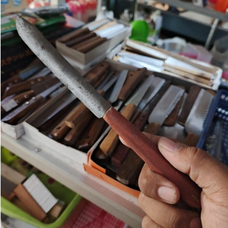Pisau Dapur Kayu Merah/Bahan Baja Tipis dan Tajam/Gagang Kayu/Ringan
