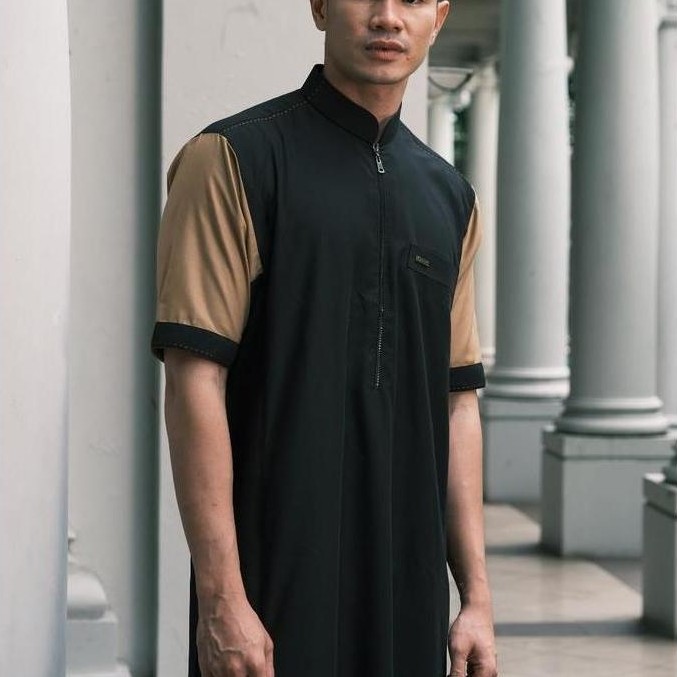 THOBE MUSLIM PRIA GAMIS EKSLUSIF SH-158 HITAM